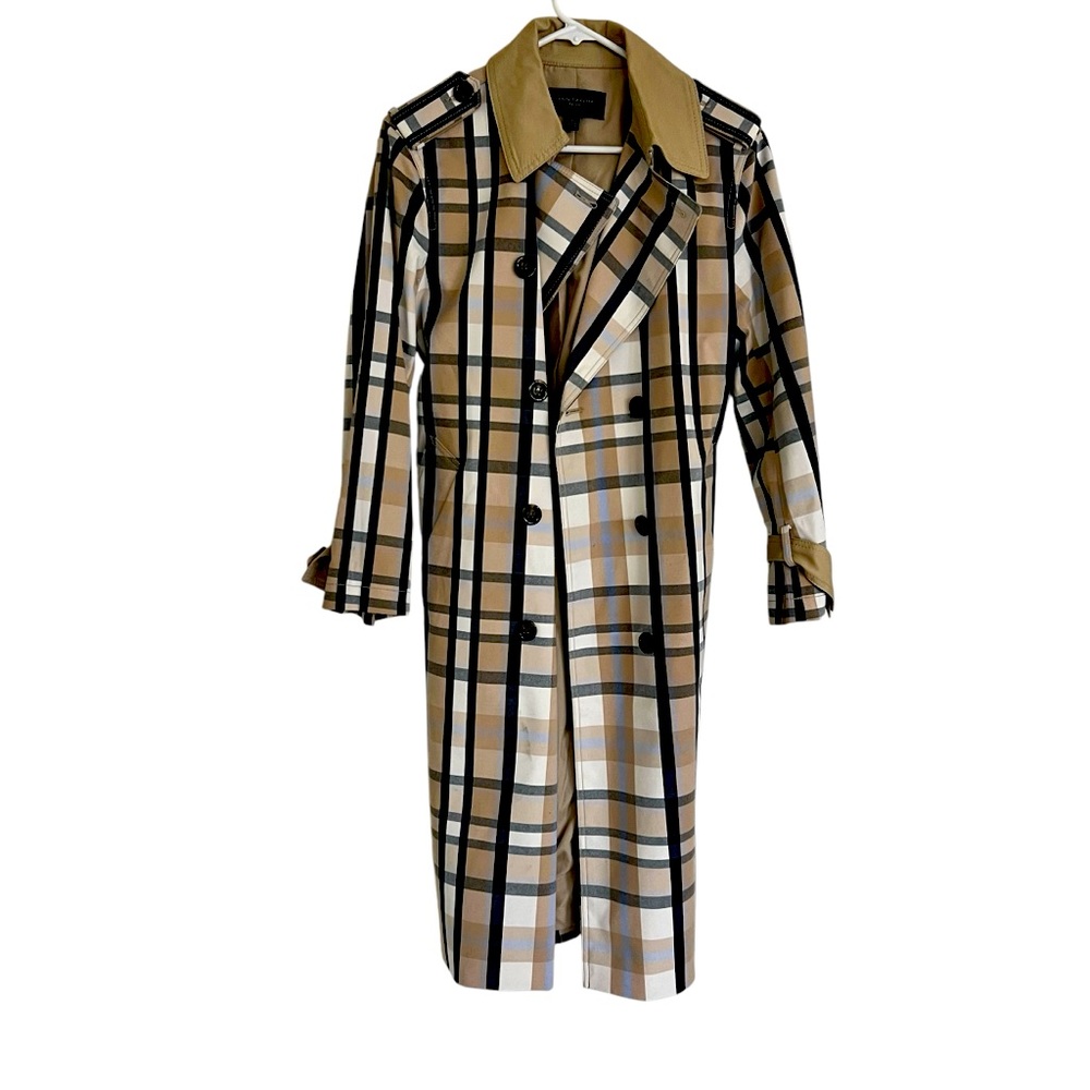 Ann Taylor Petite Plaid Trench Coat, Size SP